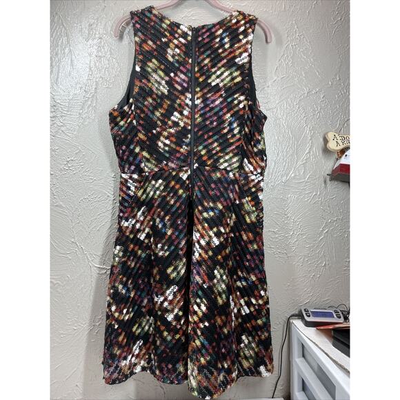 Mossimo Fit & Flare Dress Women’s Multicolor Abstract V Neck Sleeveless Size XL - Picture 6 of 7